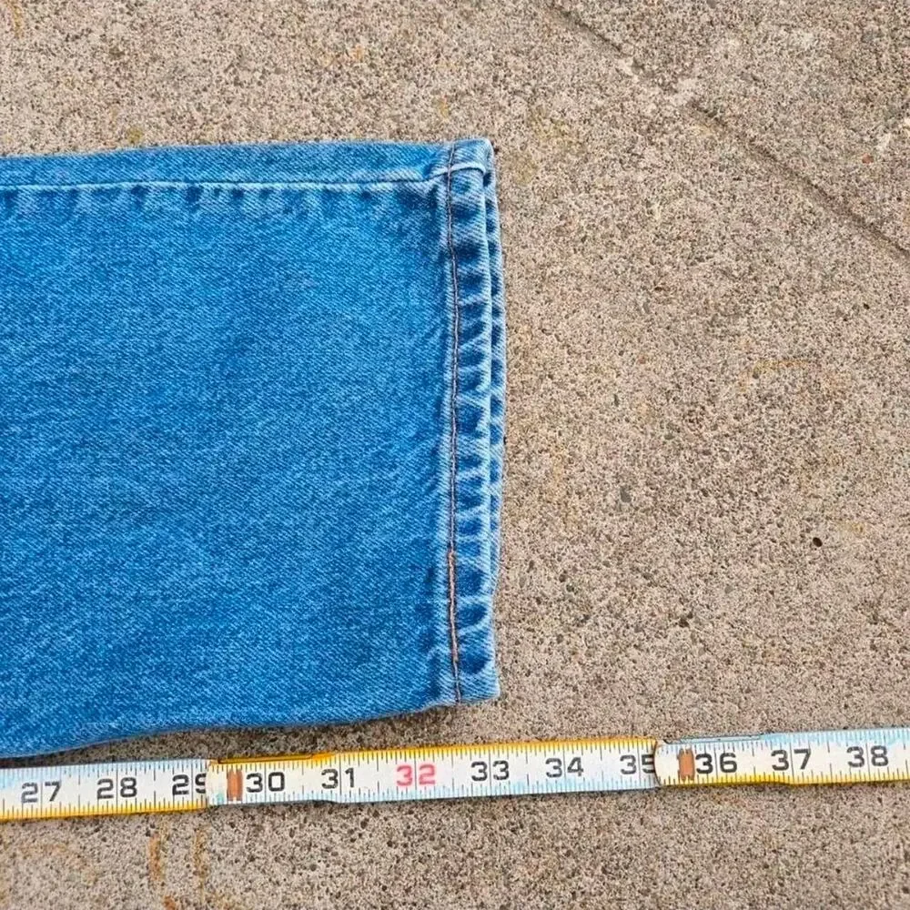 Vtg 90s LEVI'S Unnumbered Plain Medium Wash Straight Leg Denim Jeans 34 x 34